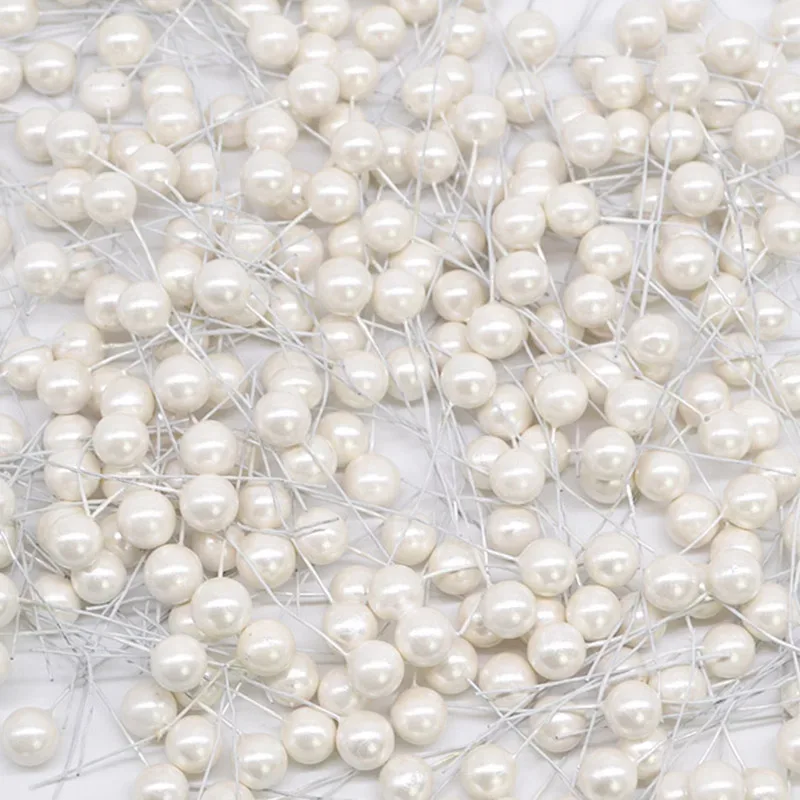 50Pcs/lot Mini Artificial Flower Fruit Stamens Cherry Christmas Plastic Pearl Berries for Wedding DIY Gift Box Decorated Wreaths
