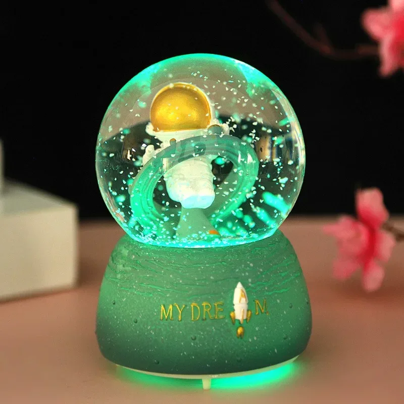 Unicorn Crystal Ball with LED Light Music Snow Globe Musical Box Resin Desktop Decoration Gift for Girls Kids Christmas Birthday