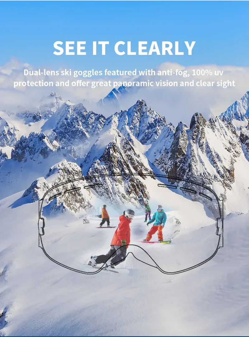 NATFIRE Ski Goggles Double Layers Anti-fog UV400 Snowboard Snow Goggles Snowmobile Glasses Eyewear Outdoor Sport Skiing Googles