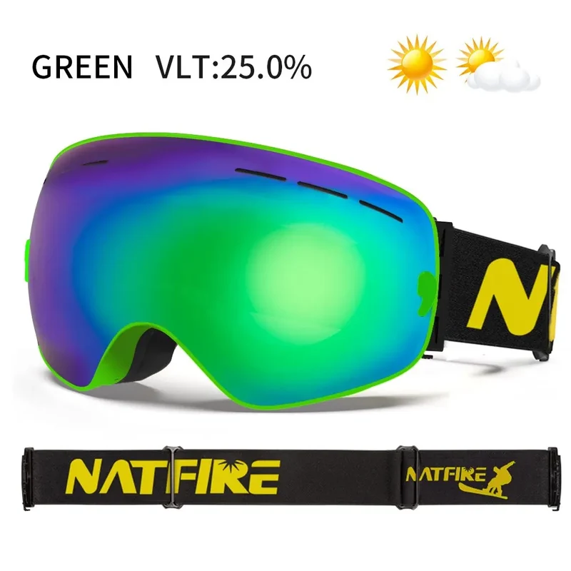 NATFIRE Ski Goggles Double Layers Anti-fog UV400 Snowboard Snow Goggles Snowmobile Glasses Eyewear Outdoor Sport Skiing Googles