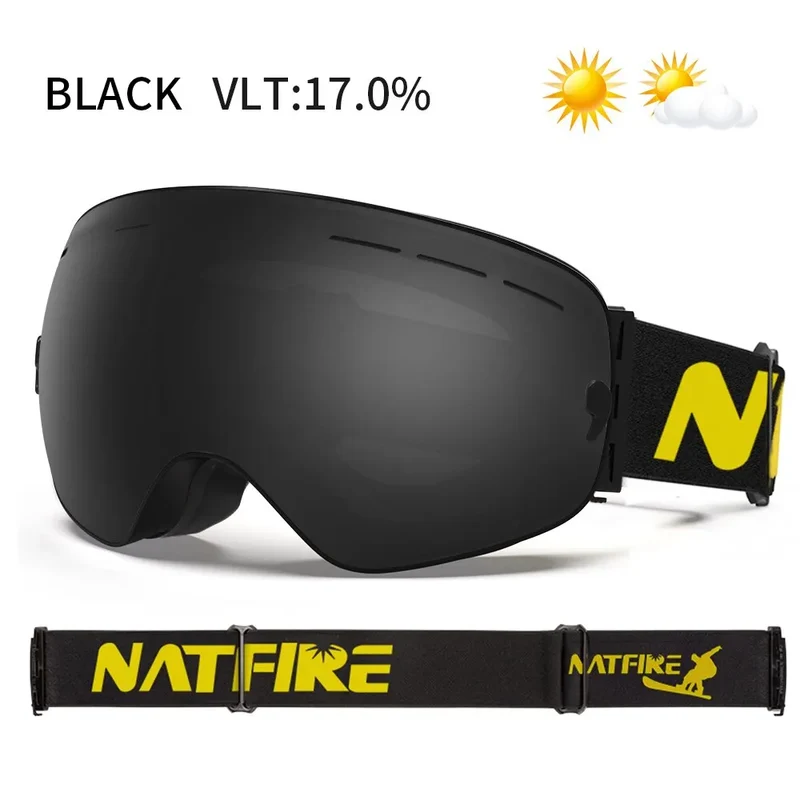 NATFIRE Ski Goggles Double Layers Anti-fog UV400 Snowboard Snow Goggles Snowmobile Glasses Eyewear Outdoor Sport Skiing Googles