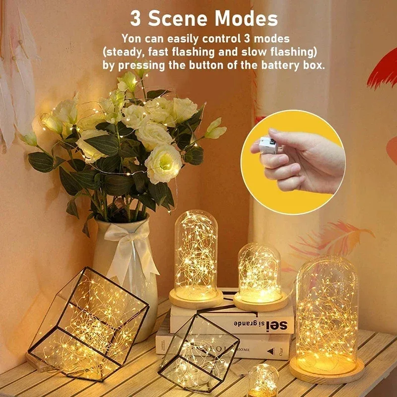 1/5/10pcs Fairy Lights String Button Battery Light Home Decor Living Bedroom Garden Christmas Wedding New Year Ornament Garland