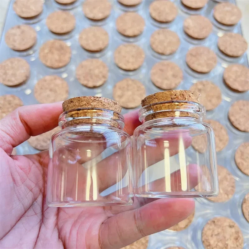 6pcs 12pcs 33x47x50mm Glass Bottles Clear Drifting Christmas Small Cork Stoppers Wedding Jars Birthday Party 50ml Wishing Bottle