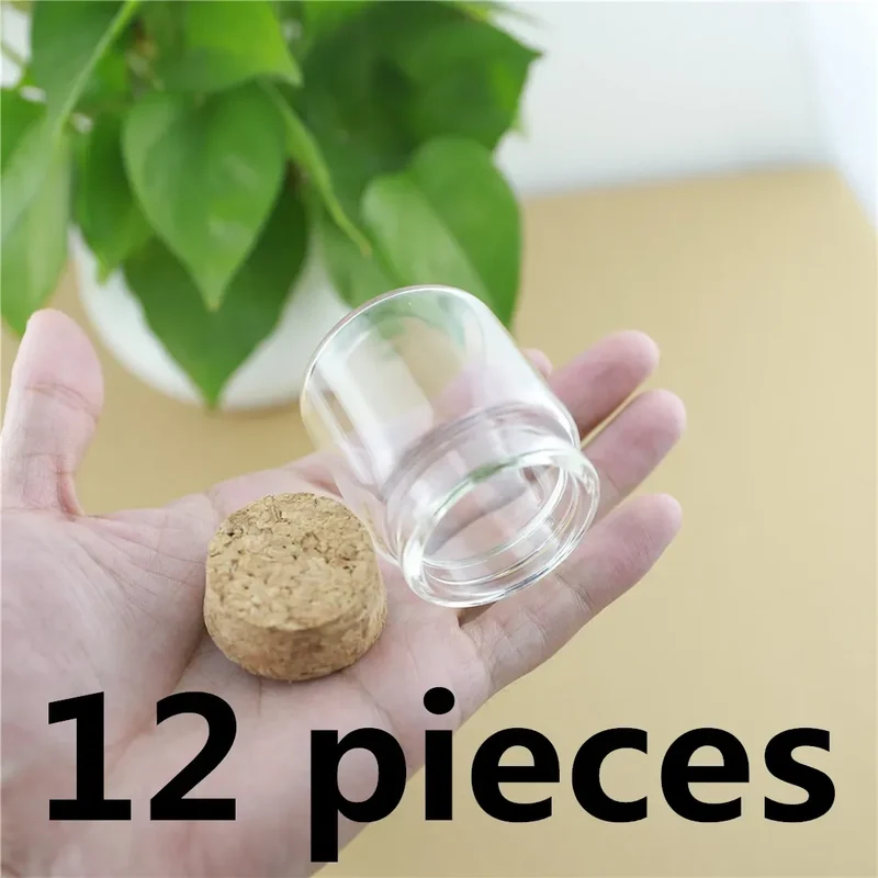 6pcs 12pcs 33x47x50mm Glass Bottles Clear Drifting Christmas Small Cork Stoppers Wedding Jars Birthday Party 50ml Wishing Bottle