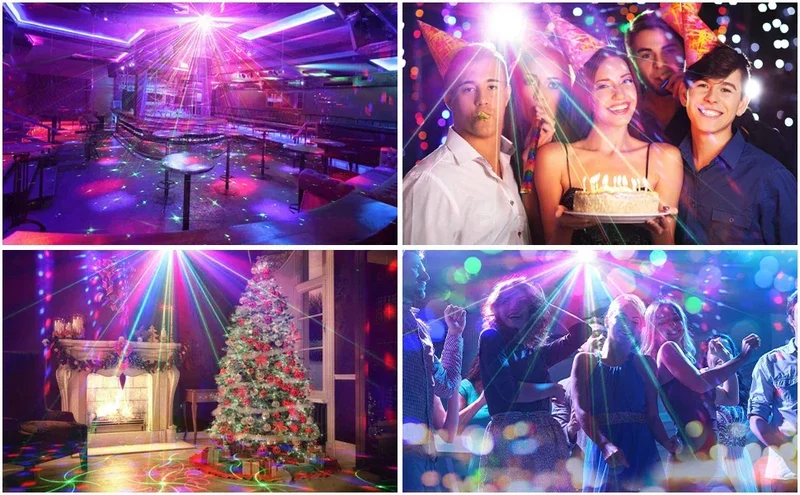 Dj Lighting Stage Party Lights Sound-Activated Disco Ball Lights Party Lights with Remote Control 3 Led Backlight Flashing Pattern Projector Lights Indoor Party Dance Hall Home Christmas Party Club Decoration Stage Lighting