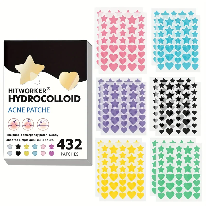 432 Colorful PE Pimple Patches Cute Star Shaped Pimple Cover Sticker Invisible Pimple Cover Removal Pimple Patch