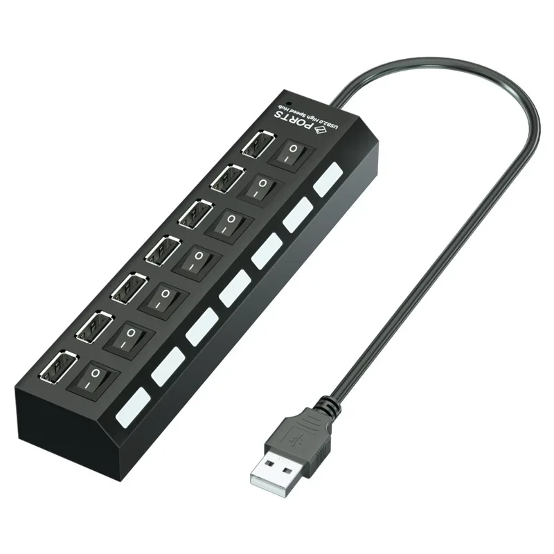 USB HUB 4/7 Port Multiple Expander With ON/OFF Switch Multi USB Splitter Hub 4ports 7ports Adapter Computer Accessories