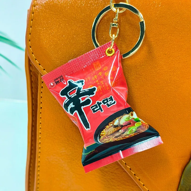 1PCS Simulation Instant Noodles Keychain On The Phone Mini Snacks Pendant Bag Pendant Car Key Ring Gifts For The New Year