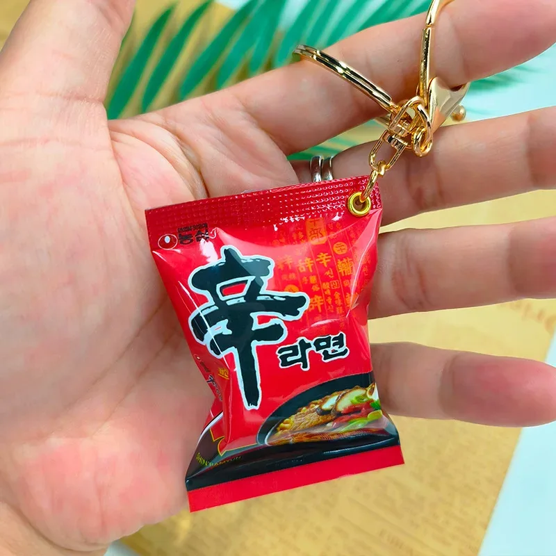 1PCS Simulation Instant Noodles Keychain On The Phone Mini Snacks Pendant Bag Pendant Car Key Ring Gifts For The New Year