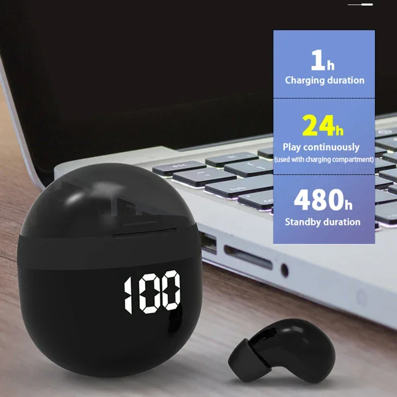 Invisible Headphones TWS Mini Earphones Wireless Bluetooth 5.3 Earbuds with Microphone Noise Reduction In-Ear Headset for Phone