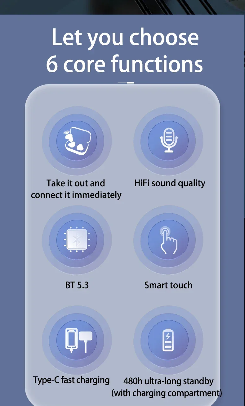 Invisible Headphones TWS Mini Earphones Wireless Bluetooth 5.3 Earbuds with Microphone Noise Reduction In-Ear Headset for Phone