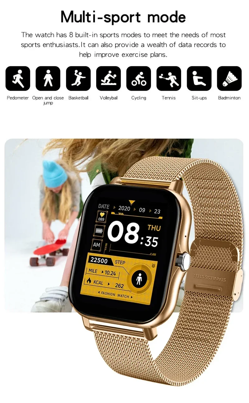 New Smart Watch Android IOS Phone 1.44 Inch Color Screen Bluetooth Call Blood Oxygen/Pressure Monitoring Smart Watch Women Men