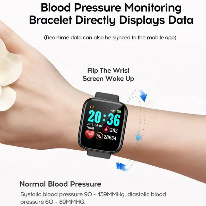 Sports Smartwatch Women Bracelet Men Smart Watch connected Music Control Player Fitness Step Sleep Monitor Y68 D20 Alarm Clock