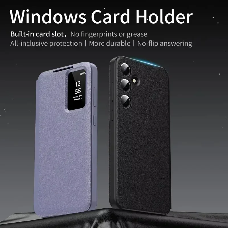 Original High Quality Smart Display LED View Windows Case For Samsung S25 Ultra S24 S23 S22 Plus Flip Wallet Card Phone Cover