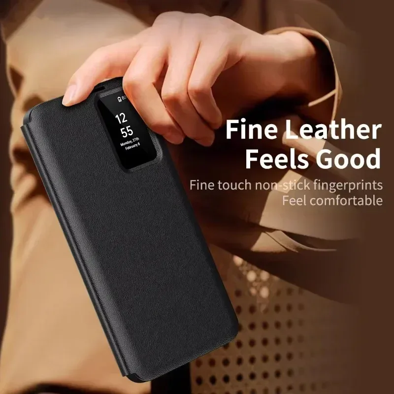 Original High Quality Smart Display LED View Windows Case For Samsung S25 Ultra S24 S23 S22 Plus Flip Wallet Card Phone Cover