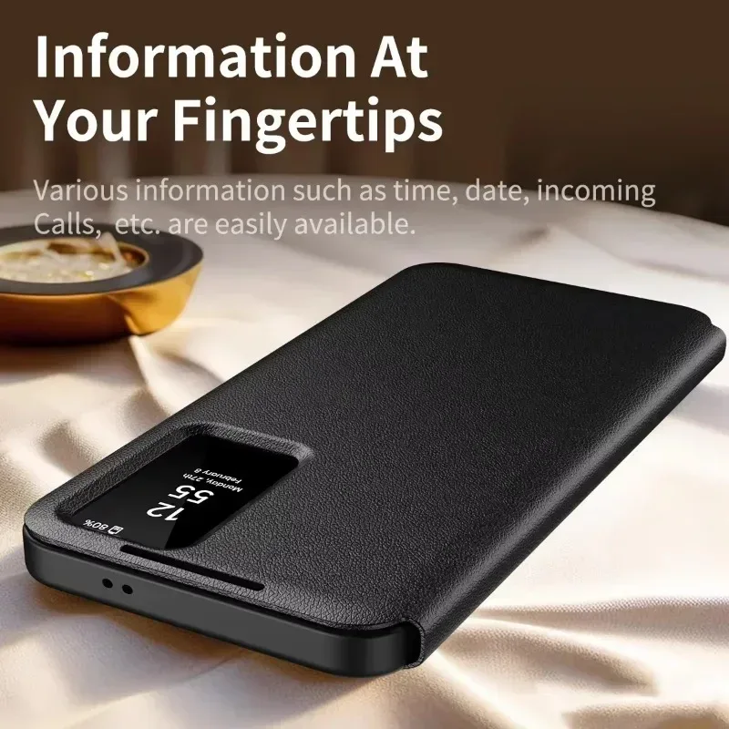 Original High Quality Smart Display LED View Windows Case For Samsung S25 Ultra S24 S23 S22 Plus Flip Wallet Card Phone Cover