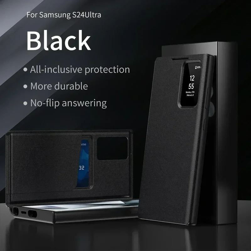 Original High Quality Smart Display LED View Windows Case For Samsung S25 Ultra S24 S23 S22 Plus Flip Wallet Card Phone Cover