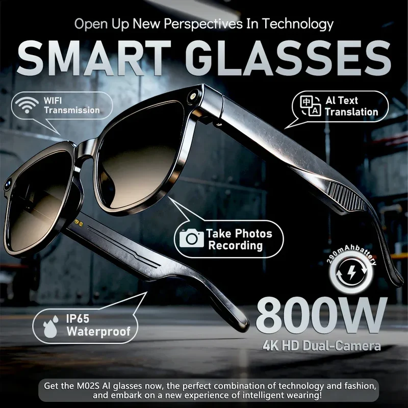 Men AI Smart Glasses 2026 New Color-Changing Translation Glasses 800W Camera Waterproof Call Photo Video Recording Sunglasses