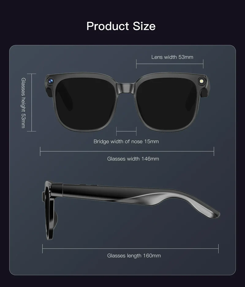 Men AI Smart Glasses 2026 New Color-Changing Translation Glasses 800W Camera Waterproof Call Photo Video Recording Sunglasses