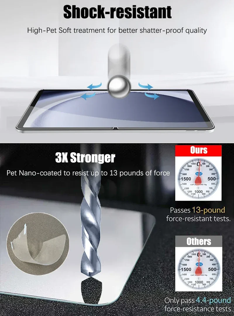 2pcs Pet Screen Protector For Samsung Galaxy Tab S7 Fe S9 Fe A9 Plus S6 Lite S7 S8 S9 A8 Plus Protective Clear Film No Glass