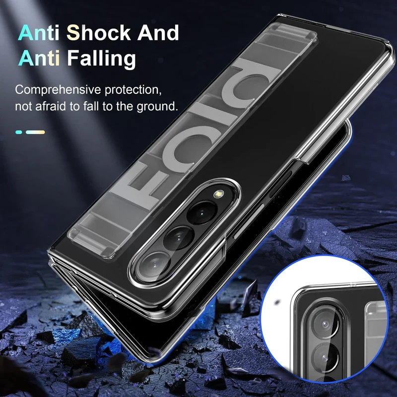 Ultra-thin Matte Silicone Wrist Strap Case For Samsung Galaxy Fold 7 6 5 4 3 Transparent Folding Shockproof Hard Back Cover