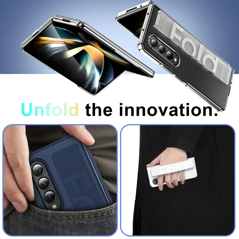 Ultra-thin Matte Silicone Wrist Strap Case For Samsung Galaxy Fold 7 6 5 4 3 Transparent Folding Shockproof Hard Back Cover