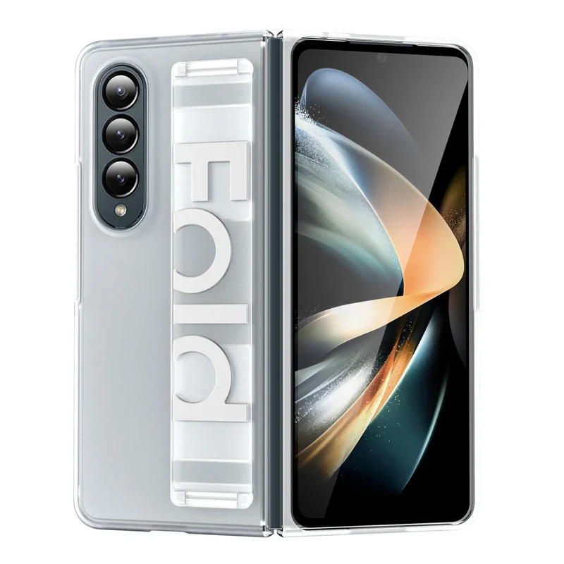 Ultra-thin Matte Silicone Wrist Strap Case For Samsung Galaxy Fold 7 6 5 4 3 Transparent Folding Shockproof Hard Back Cover