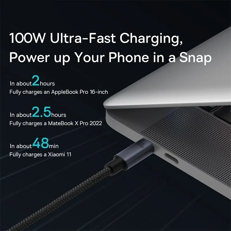 Baseus 100W USB C To Type C Cable For iPhone 16 15 Plus Pro Max PD Fast Charging Charger Cable For Macbook Xiaomi Samsung