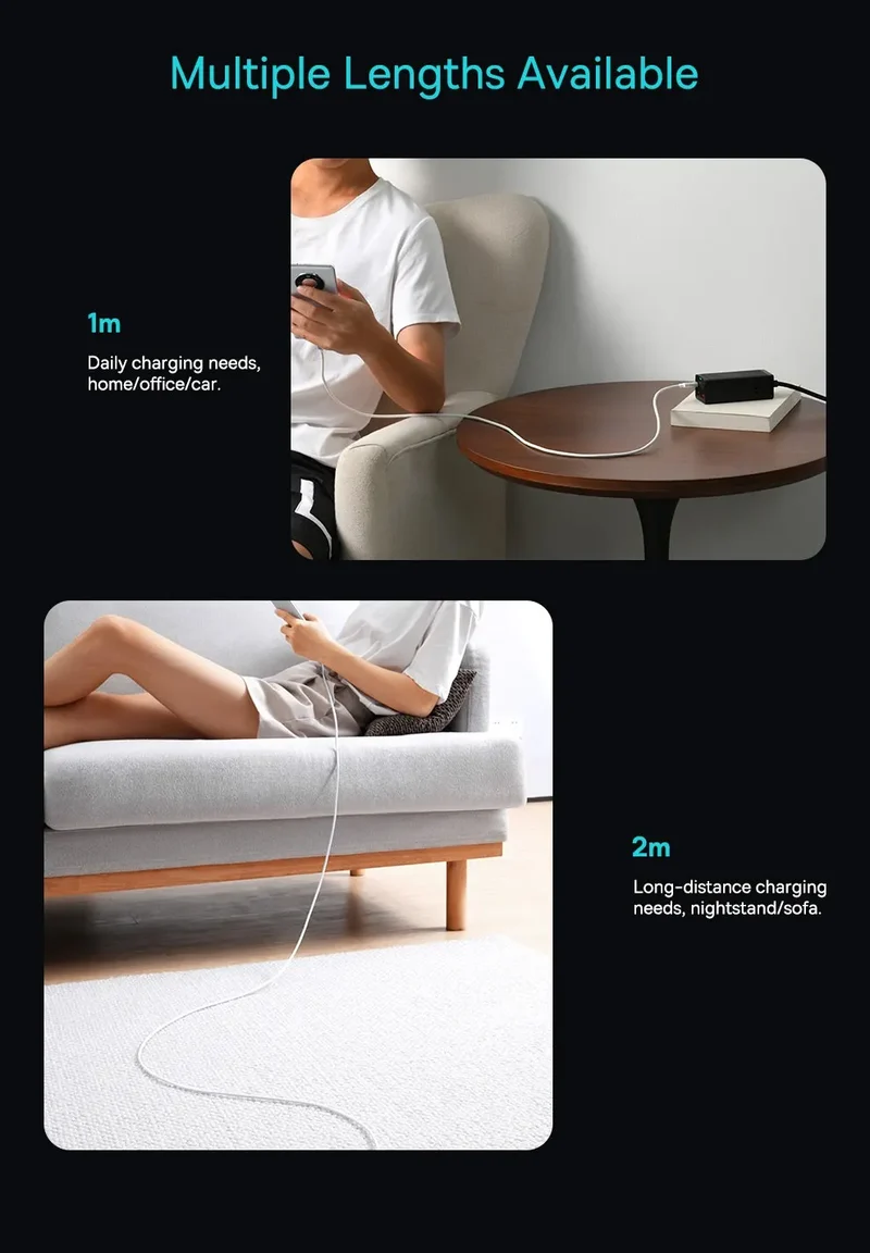Baseus 100W USB C To Type C Cable For iPhone 16 15 Plus Pro Max PD Fast Charging Charger Cable For Macbook Xiaomi Samsung