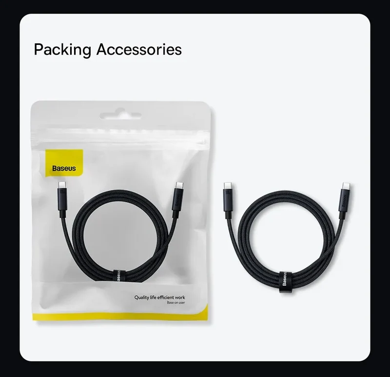 Baseus 100W USB C To Type C Cable For iPhone 16 15 Plus Pro Max PD Fast Charging Charger Cable For Macbook Xiaomi Samsung