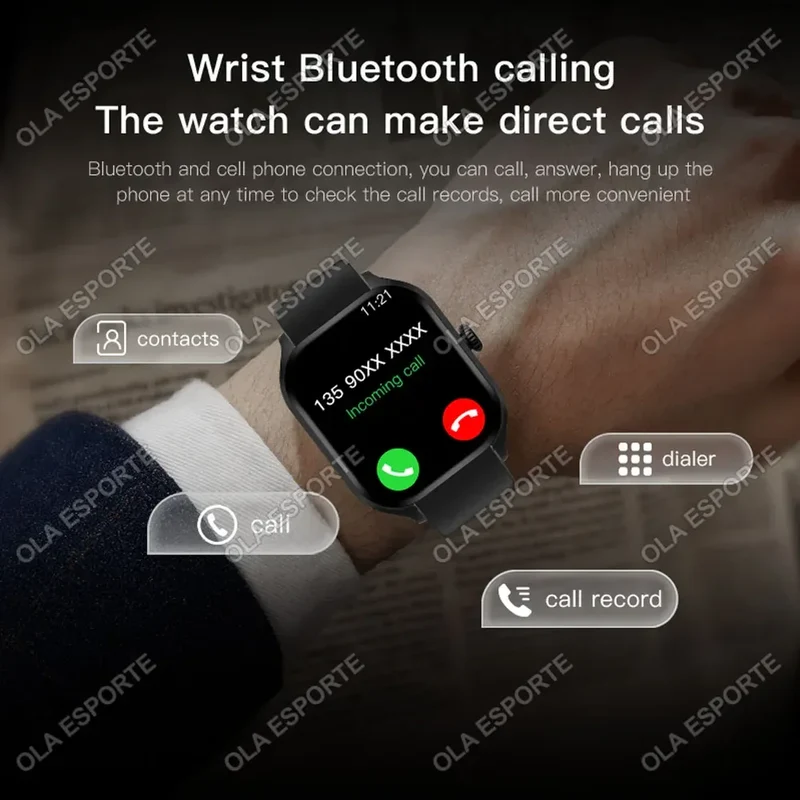 Smart Watch For Android IOS Watches 2.01inch HD Display Bluetooth Call Message Alert Music Sports Mode Smartwatch Men Women Gift