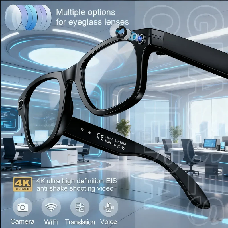 2025 Smart Sunglasses ai smart glasses with Camera Video 8MP Translation Bluetooth Call Music Play Men Women Recording 100+