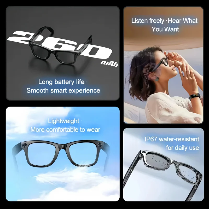 2025 Smart Sunglasses ai smart glasses with Camera Video 8MP Translation Bluetooth Call Music Play Men Women Recording 100+