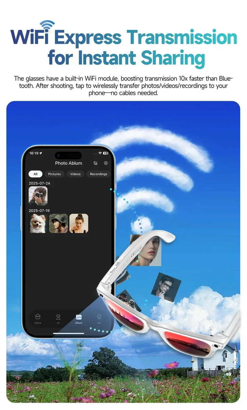 2025 Smart Sunglasses ai smart glasses with Camera Video 8MP Translation Bluetooth Call Music Play Men Women Recording 100+