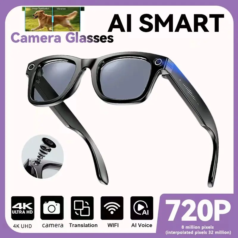 2025 Smart Sunglasses ai smart glasses with Camera Video 8MP Translation Bluetooth Call Music Play Men Women Recording 100+