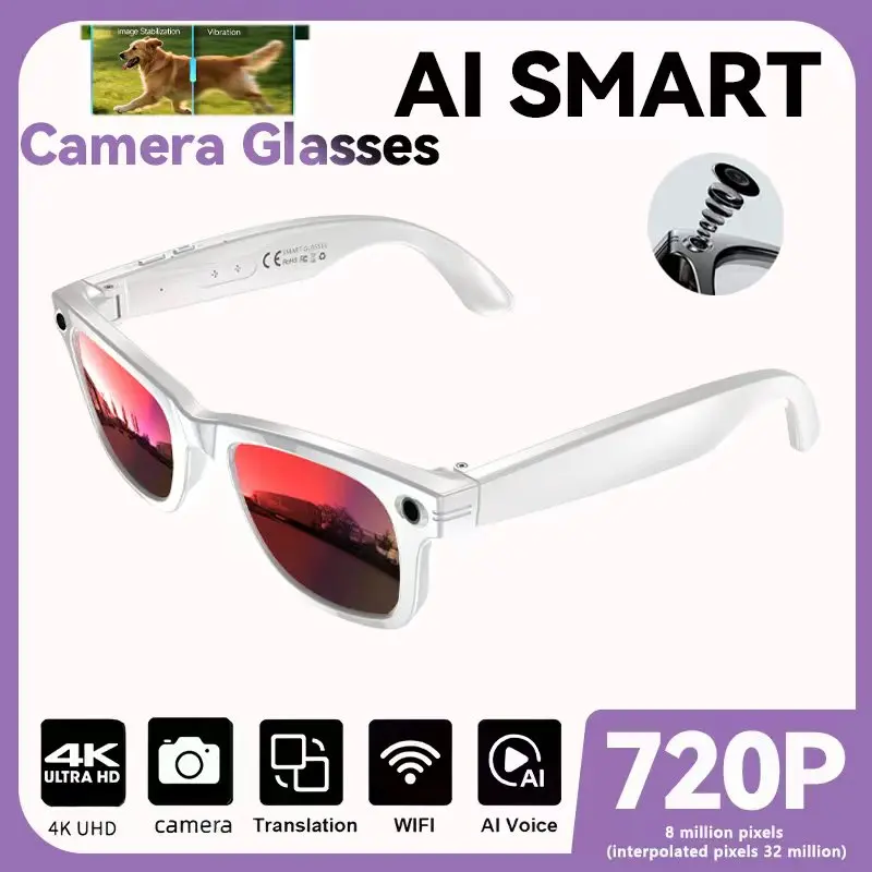 2025 Smart Sunglasses ai smart glasses with Camera Video 8MP Translation Bluetooth Call Music Play Men Women Recording 100+