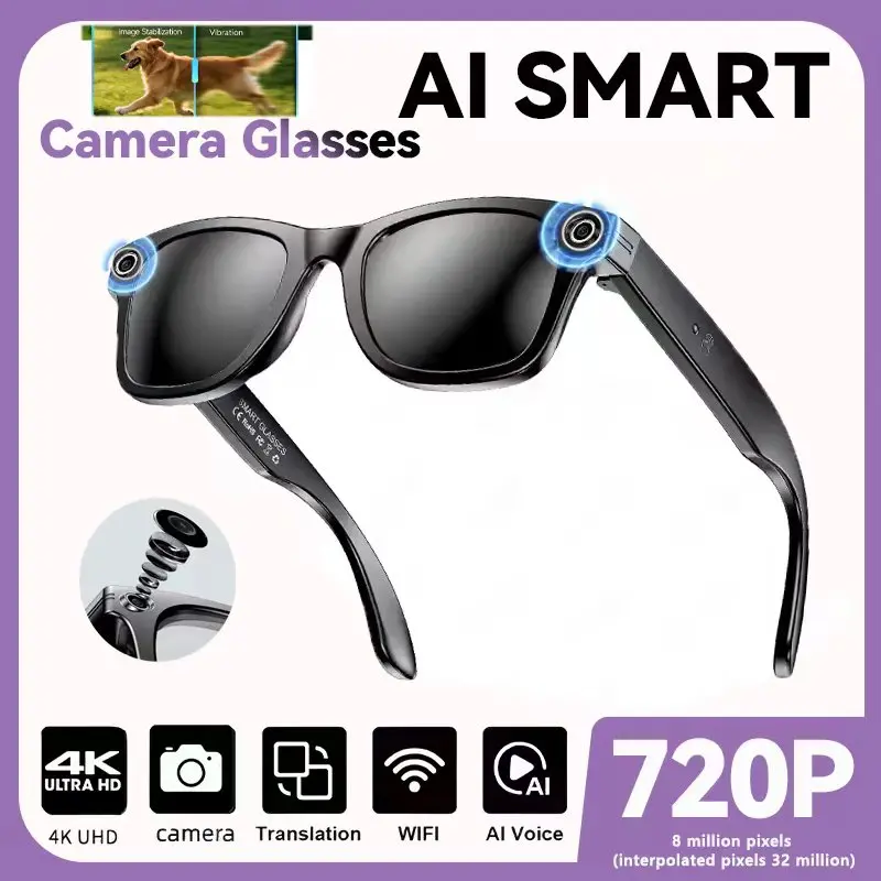 2025 Smart Sunglasses ai smart glasses with Camera Video 8MP Translation Bluetooth Call Music Play Men Women Recording 100+