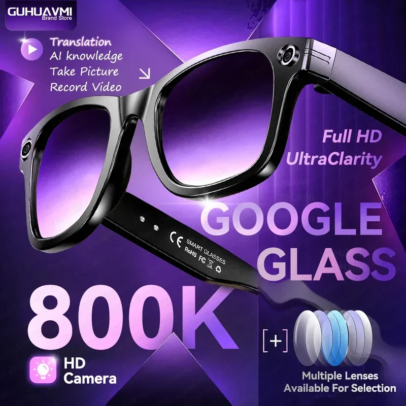 AI Smart Glasses with 8MP Camera Video Recording 100+ Languages Translation Sunglasses Bluetooth Call Music Play Men Women 2025