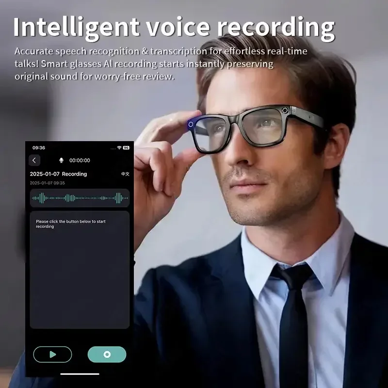 AI Smart Glasses with 8MP Camera Video Recording 100+ Languages Translation Sunglasses Bluetooth Call Music Play Men Women 2025