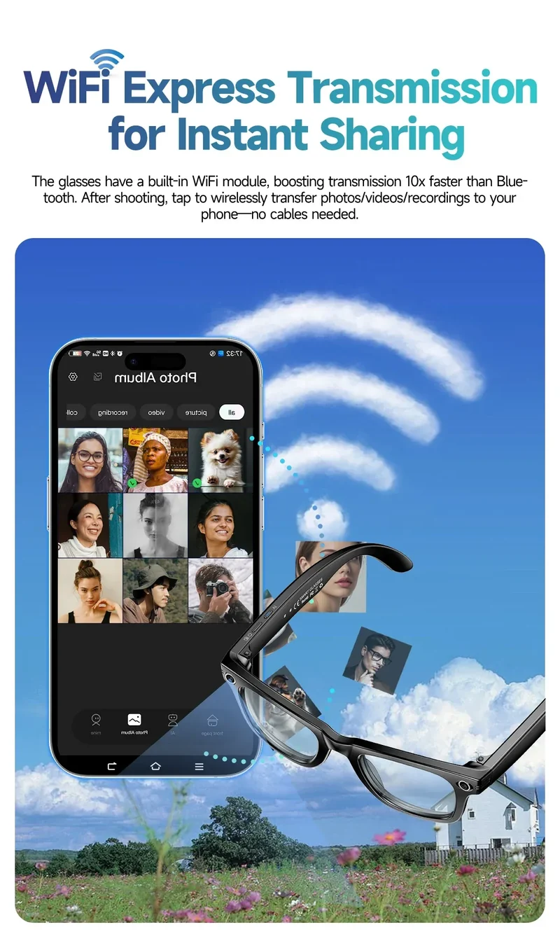 AI Smart Glasses with 8MP Camera Video Recording 100+ Languages Translation Sunglasses Bluetooth Call Music Play Men Women 2025