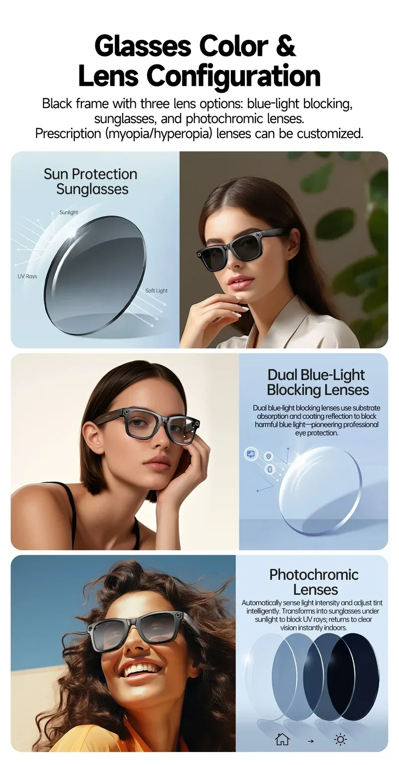 AI Smart Glasses with 8MP Camera Video Recording 100+ Languages Translation Sunglasses Bluetooth Call Music Play Men Women 2025
