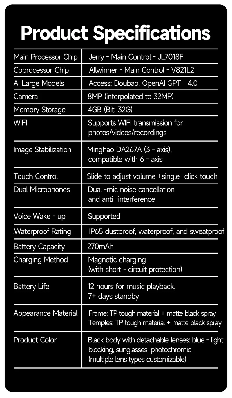 AI Smart Glasses with 8MP Camera Video Recording 100+ Languages Translation Sunglasses Bluetooth Call Music Play Men Women 2025