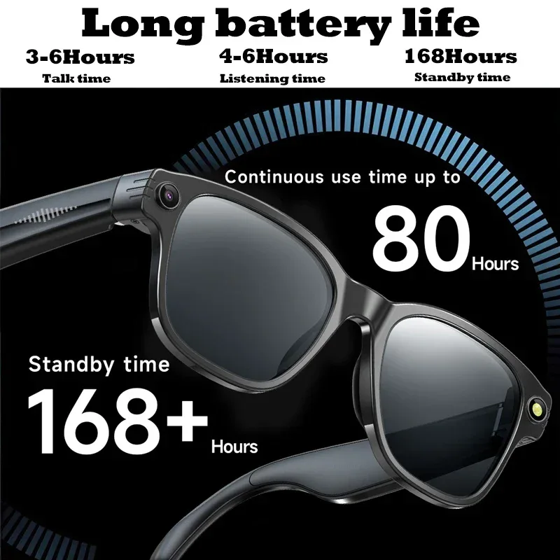 Smart Glasses With 8M HD camera 1200P anti-shake HD video AI intelligent voice assistant Real-time translation Object recognion