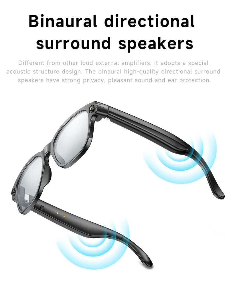 Smart Glasses With 8M HD camera 1200P anti-shake HD video AI intelligent voice assistant Real-time translation Object recognion