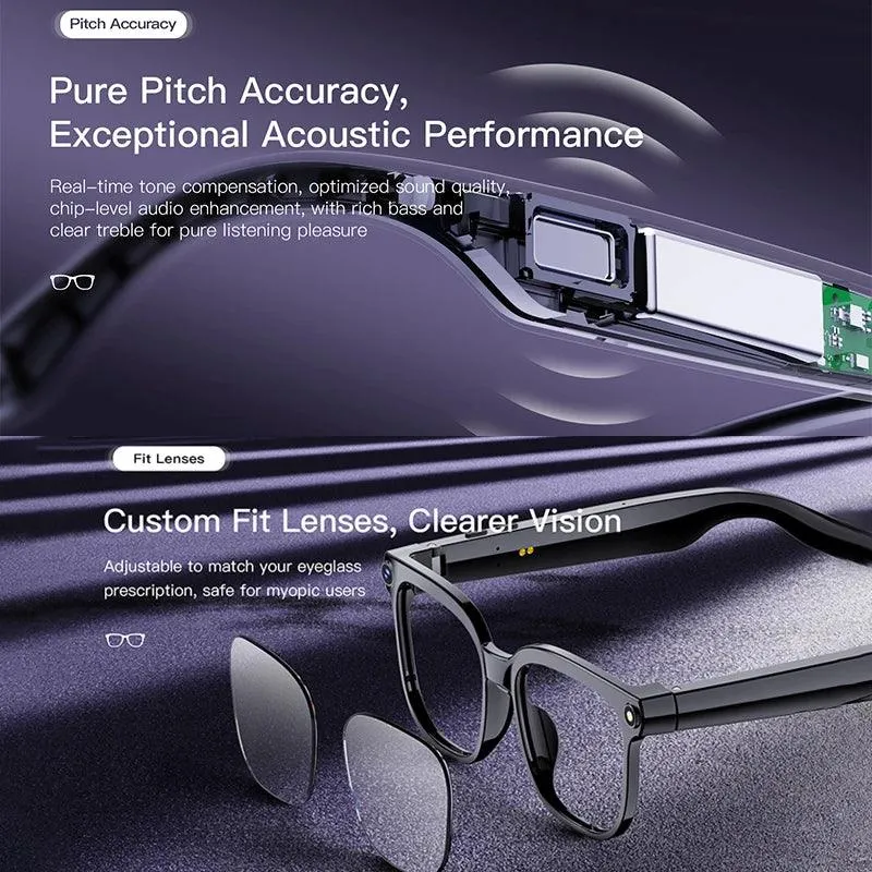 Smart AI Translation Smart Glasses Take Photos Recognizing Objects 4K Camera Bluetooth Music Call Intelligent Recording Glasses