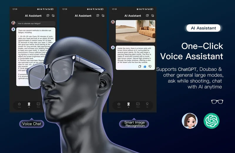 Smart AI Translation Smart Glasses Take Photos Recognizing Objects 4K Camera Bluetooth Music Call Intelligent Recording Glasses