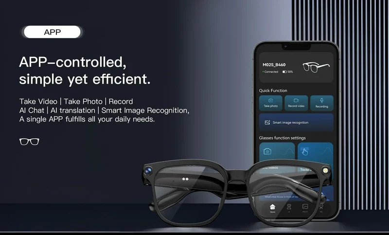 Smart AI Translation Smart Glasses Take Photos Recognizing Objects 4K Camera Bluetooth Music Call Intelligent Recording Glasses
