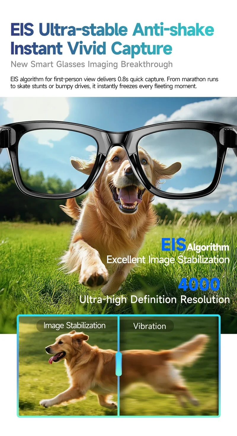 New Sunglasses Smart Glasses 8 Million Pixels Recording Videos AI Photo Recognition Answer Translation 290mAh Bluetooth Glasses