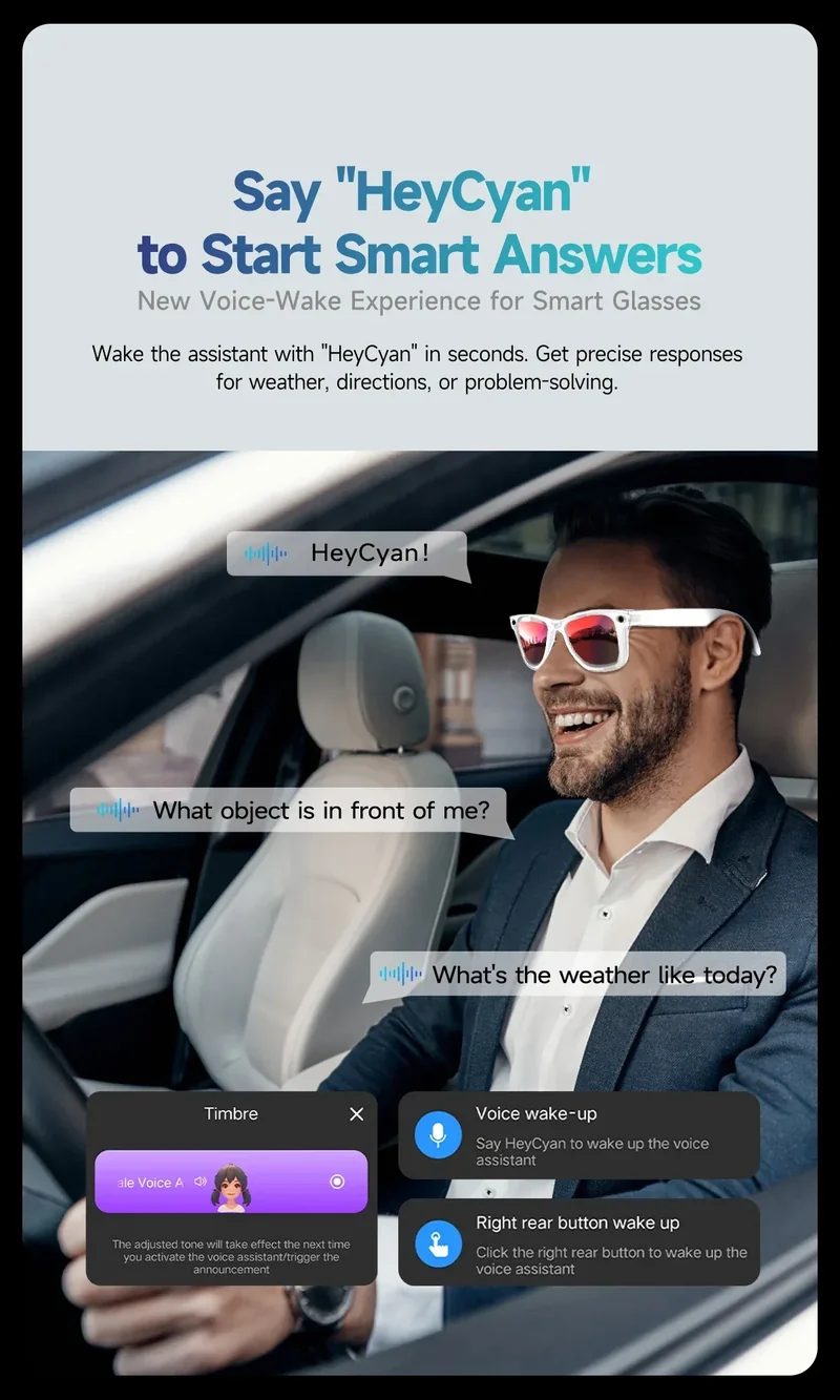 New Sunglasses Smart Glasses 8 Million Pixels Recording Videos AI Photo Recognition Answer Translation 290mAh Bluetooth Glasses