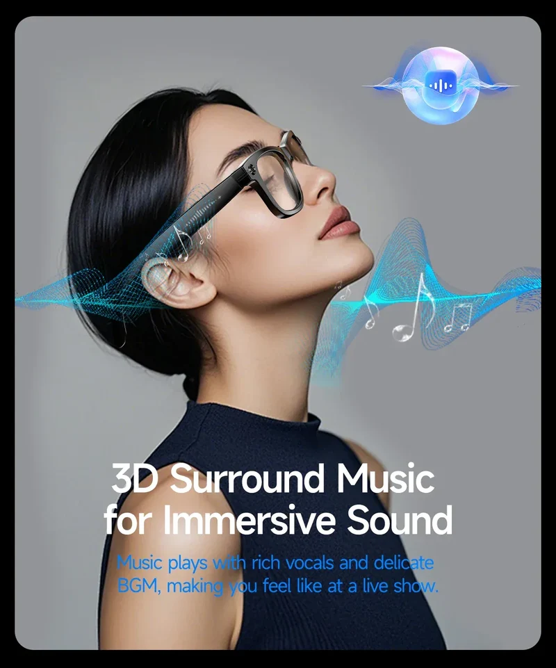 New Sunglasses Smart Glasses 8 Million Pixels Recording Videos AI Photo Recognition Answer Translation 290mAh Bluetooth Glasses